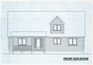 Log Home Front Elevation - New Castle