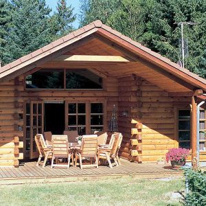 Log Home Exterior - Campfire