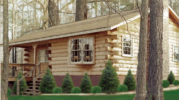 Log Home Exterior - Sunset