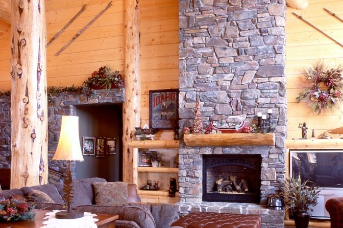 Living Room with Fireplace - Yellowstone