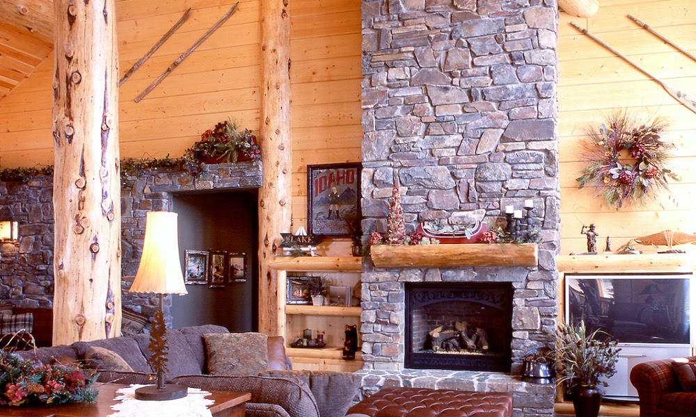 Living Room with Fireplace - Yellowstone