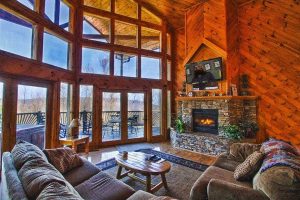 Living Room with Fireplace - Flat Rock