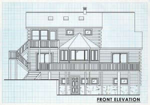 Log Home Front Elevation - Acadia