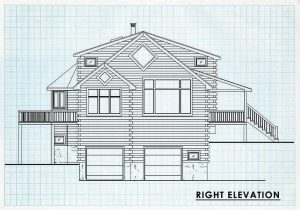 Log Home Right Elevation - Acadia