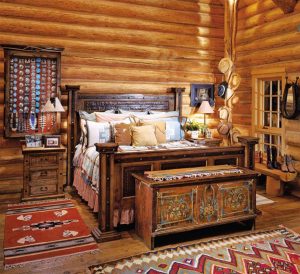 Log Home Bedroom Interior - Alamosa