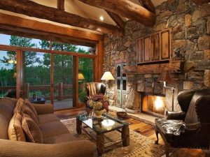 Living Room with Fireplace -  Bitterroot