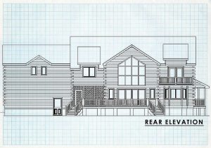 Log Homes Rear Elevation - Bitterroot