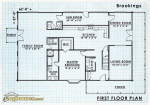 Log Homes First Floor Plan - Brookings
