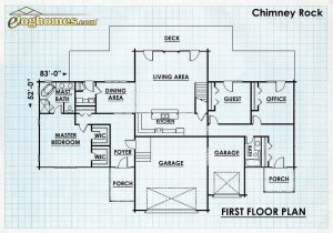 Log Homes First Floor Plan - Chimney rock