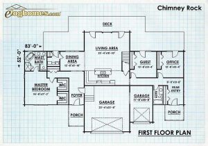 Log Homes First Floor Plan - Chimney rock