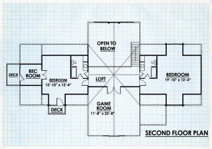 Log Homes Second Floor Plan - Chimney rock