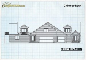 Log Homes Front Elevation - Chimney rock