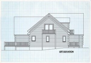 Log Homes Left Elevation - Chimney rock