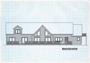 Log Homes Rear Elevation - Chimney rock