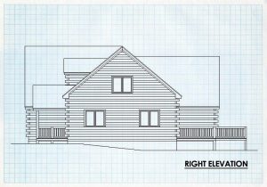 Log Homes Right Elevation - Chimney rock