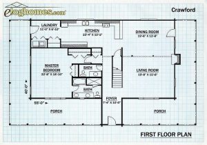 Log Homes First Floor Plan - Crawford