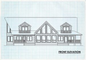 Log Homes Front Elevation - Deerfield