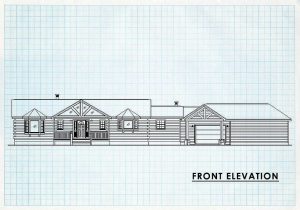 Log Home Front Elevation - Denali