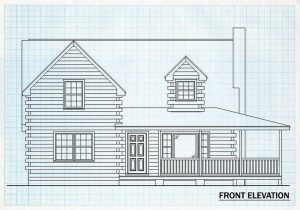 Log Home Front Elevation - Eagle creek