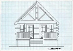 Log Cabin Home Rear Elevation - Eagles peak