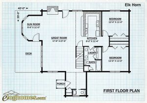 Log Home First Floor Plan - Elk Horn