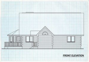 Log Home Front Elevation - Elk Horn