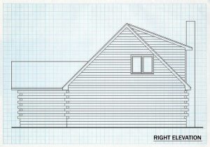 Log Home Right Elevation - Elk Horn