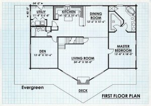 Log Home First Floor Plan - Evergreen