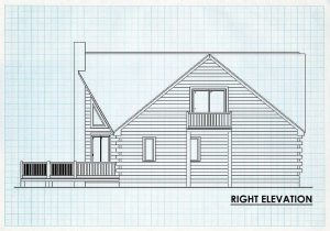 Log Home Right Elevation - Evergreen