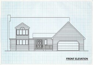 Log Home Front Elevation - Fall River