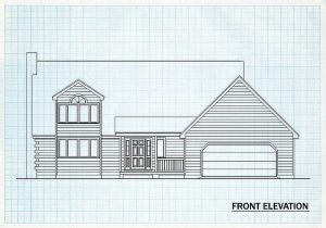 Log Home Front Elevation - Fall River