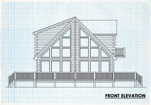 Log Home Front Elevation - Flat Rock