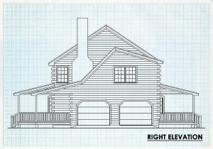 Log Home Right Elevation - Hamilton