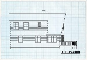 Log Cabin Home Left Elevation - Hickory