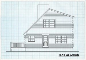 Log Cabin Home Rear Elevation - Hickory