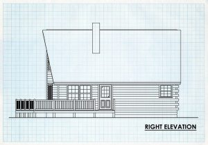 Log Cabin Home Right Elevation - Hickory