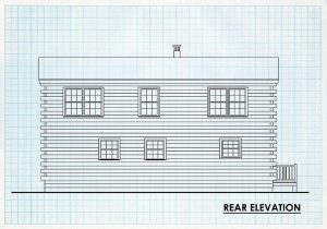 Log Cabin Home Rear Elevation - Homestead