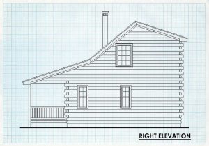 Log Cabin Home Right Elevation - Homestead