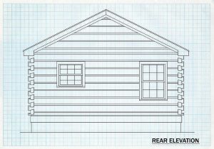 Log Cabin Home Rear Elevation - Humboldt