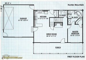 Log Cabin Home First Floor Plan - Hunter Mountain