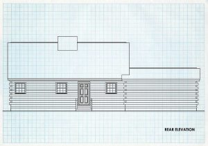 Log Cabin Home Rear Elevation - Hunter Mountain