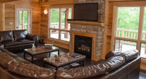 Living Room with Fireplace - Huntington