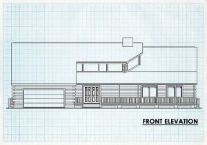 Log Home Front Elevation - Huntington