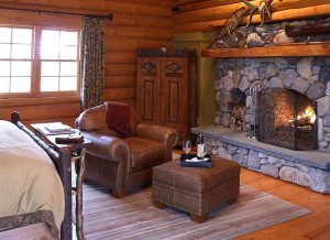Living Room with Fireplace - Indian Lake