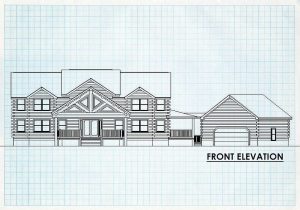 Log Home Front Elevation - Jefferson