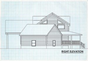 Log Home Right Elevation - Jefferson