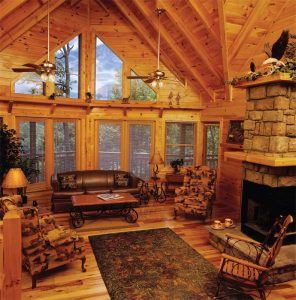 Living Room with Fireplace - Lake clark