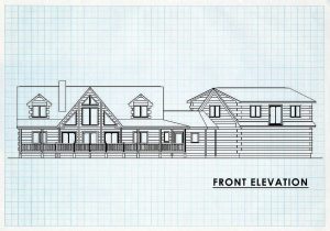 Log Home Front Elevation - Lake clark