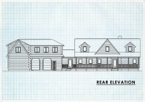 Log Home Rear Elevation - Lake clark