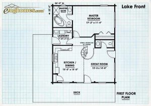 Log Cabin  First Floor Plan - Lake font